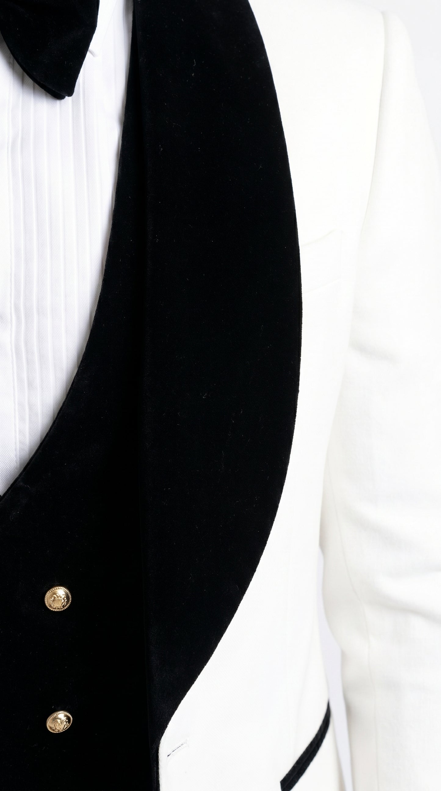Men’s White and Black Wedding Tuxedo with Black Double Breasted Vest, Groom Prom Suit