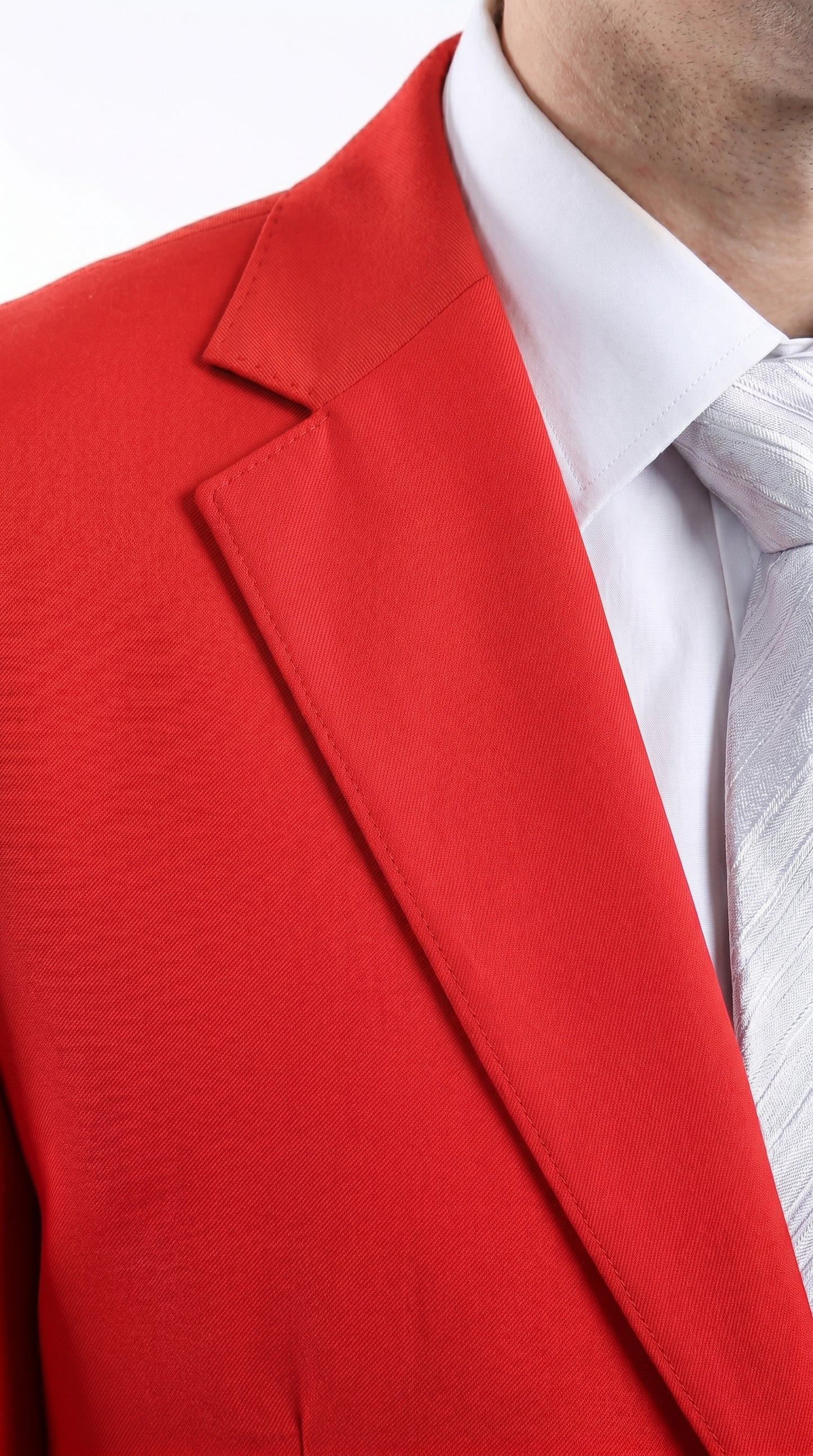 Men’s Red Bolzano 2 Button Suit with Pleated Pants, 100% Polyester Formal Dress Suit