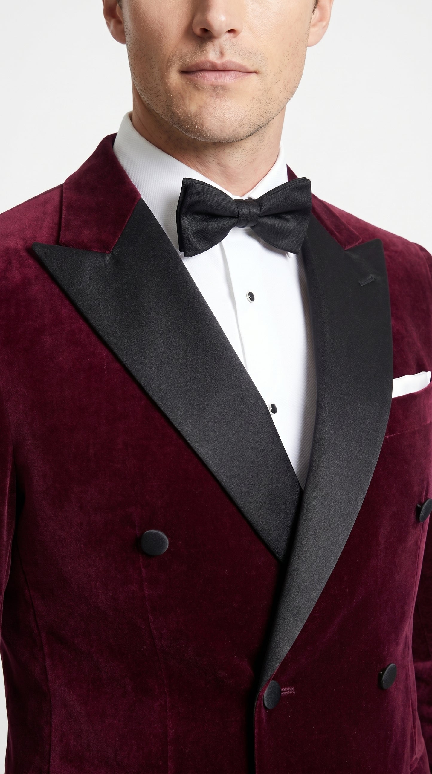 Men’s Burgundy Velvet Tuxedo, Slim Fit Double Breasted Formal Tuxedo Suit for Wedding, Prom and Groom Wear