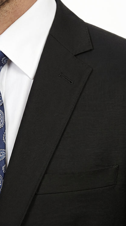 Men’s Black 2 Piece Slim Fit Business Suit with Wide Fish Cut Styling