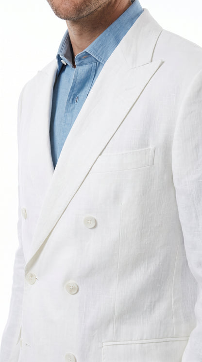 Men’s White Double Breasted Suit with Jacket and Pants, Formal Wedding Dress Suit