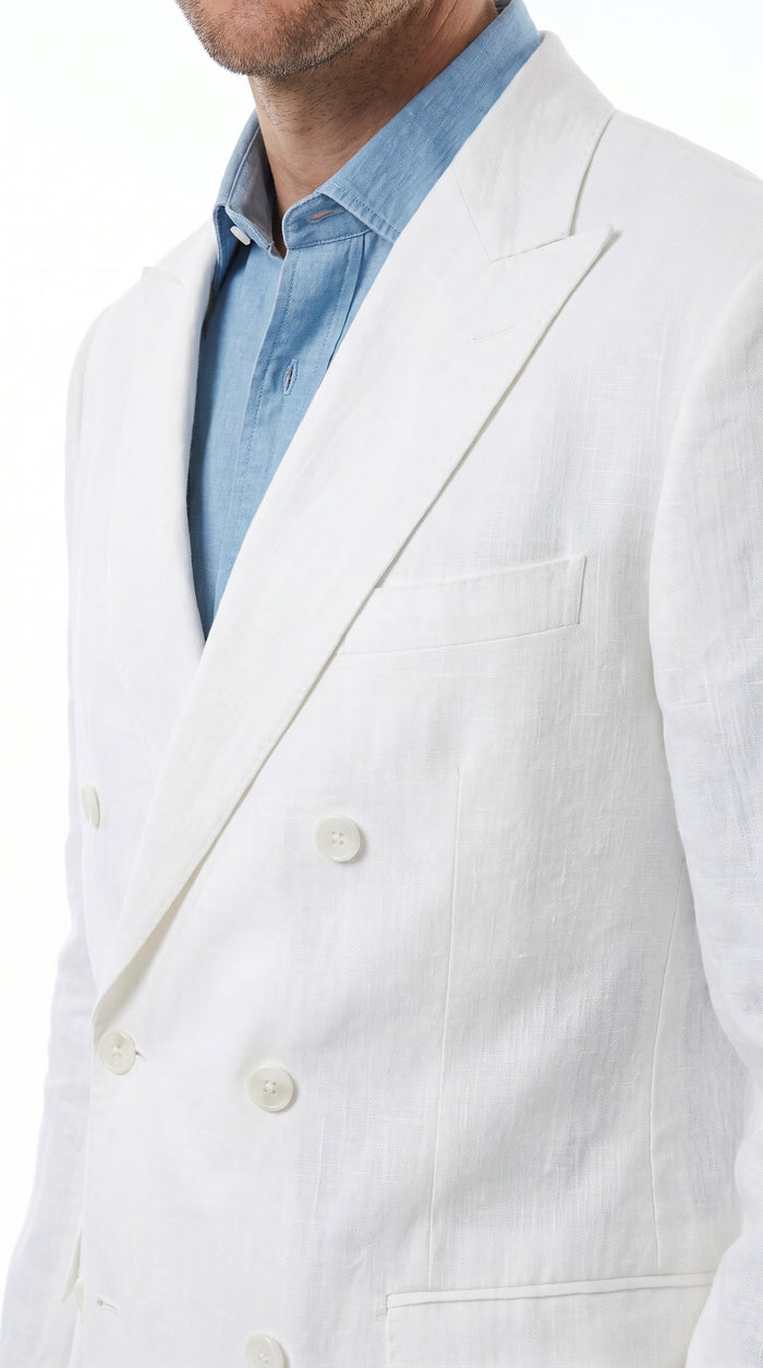 Men’s White Double Breasted Suit with Jacket and Pants, Formal Wedding Dress Suit