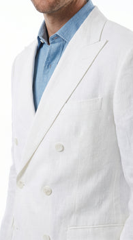 Men’s White Double Breasted Suit with Jacket and Pants, Formal Wedding Dress Suit