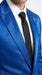 Men’s Shiny Metallic Blue Sharkskin Suit, Single Breasted Formal Wedding Prom Dress Suit Set