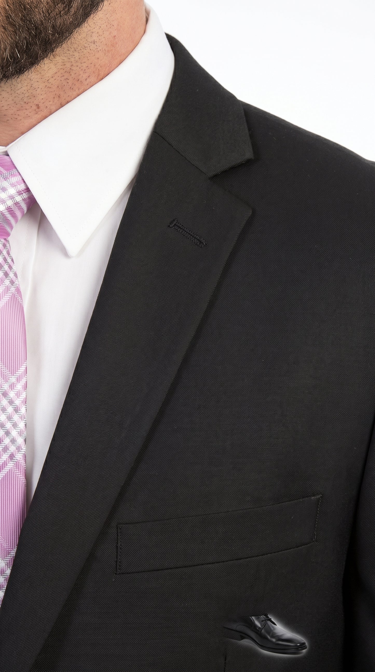 Men’s Black 2 Button Poplin Suit, Formal Wedding Business Church Dress Suit Set Modern Fit