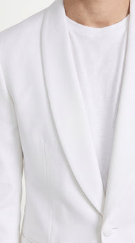 Men’s White Dinner Jacket with Shawl Lapel, Formal Wedding Prom Tuxedo Blazer