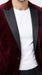 Men’s Burgundy Velvet Tuxedo Blazer with Black Satin Lapel, Crushed Velour Formal Sport Coat