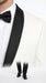 Men’s Ivory Wedding Suit with Black Satin Lapels – Groom Formal Suit Jacket and Pants