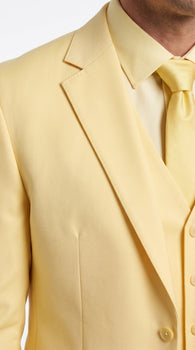 Men’s Yellow Seersucker 3 Piece Suit, 100% Cotton Summer Wedding Dress Suit