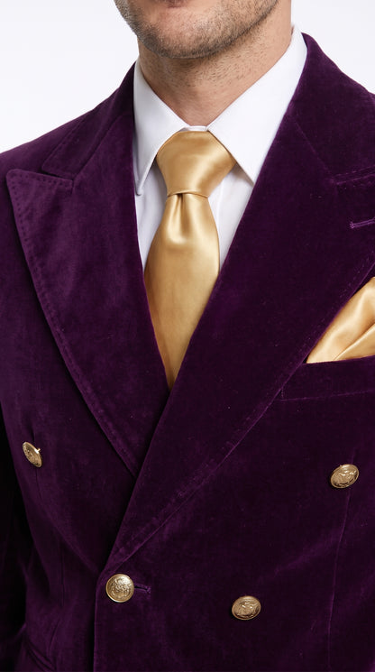 Men’s Rossi Man Zeus Purple Velvet Double Breasted Tuxedo Suit, Formal Wedding Prom Dinner Suit Set