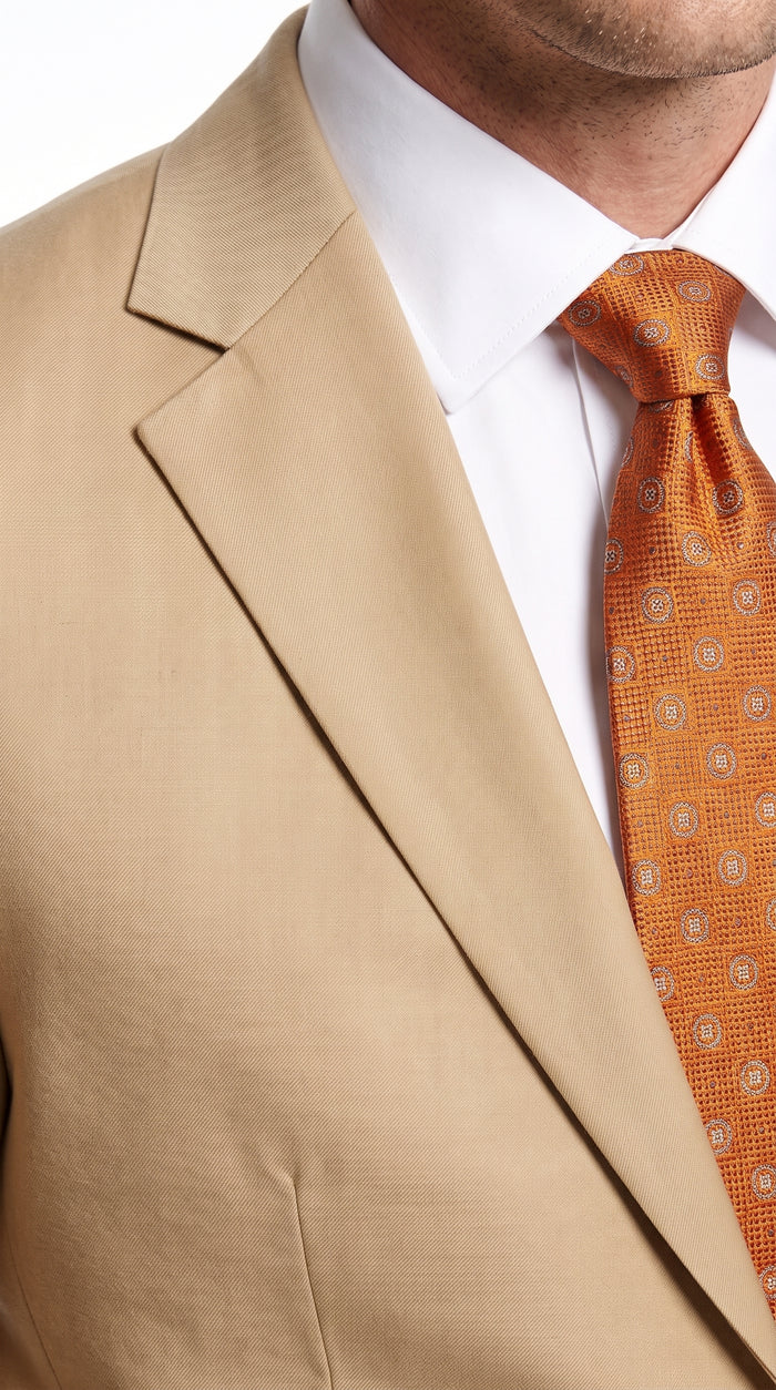 Men’s Bronze Camel Khaki Portly Suit, 2 Button Executive Fit Formal Dress Suit