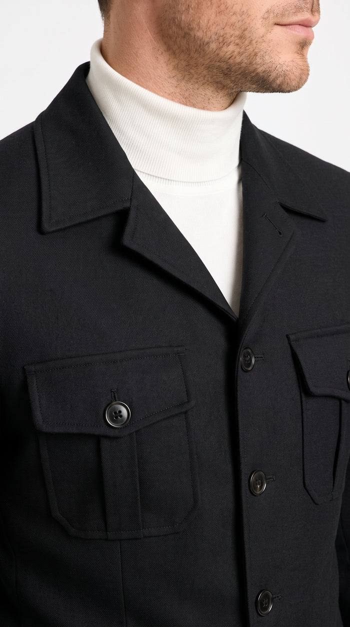 Men’s Black Safari Walking Suit, Utility Jacket and Trousers Casual Dress Set