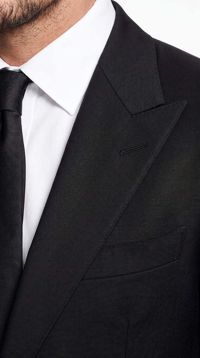 Men’s Black Peak Lapel Suit, Formal Wedding Business Dress Suit