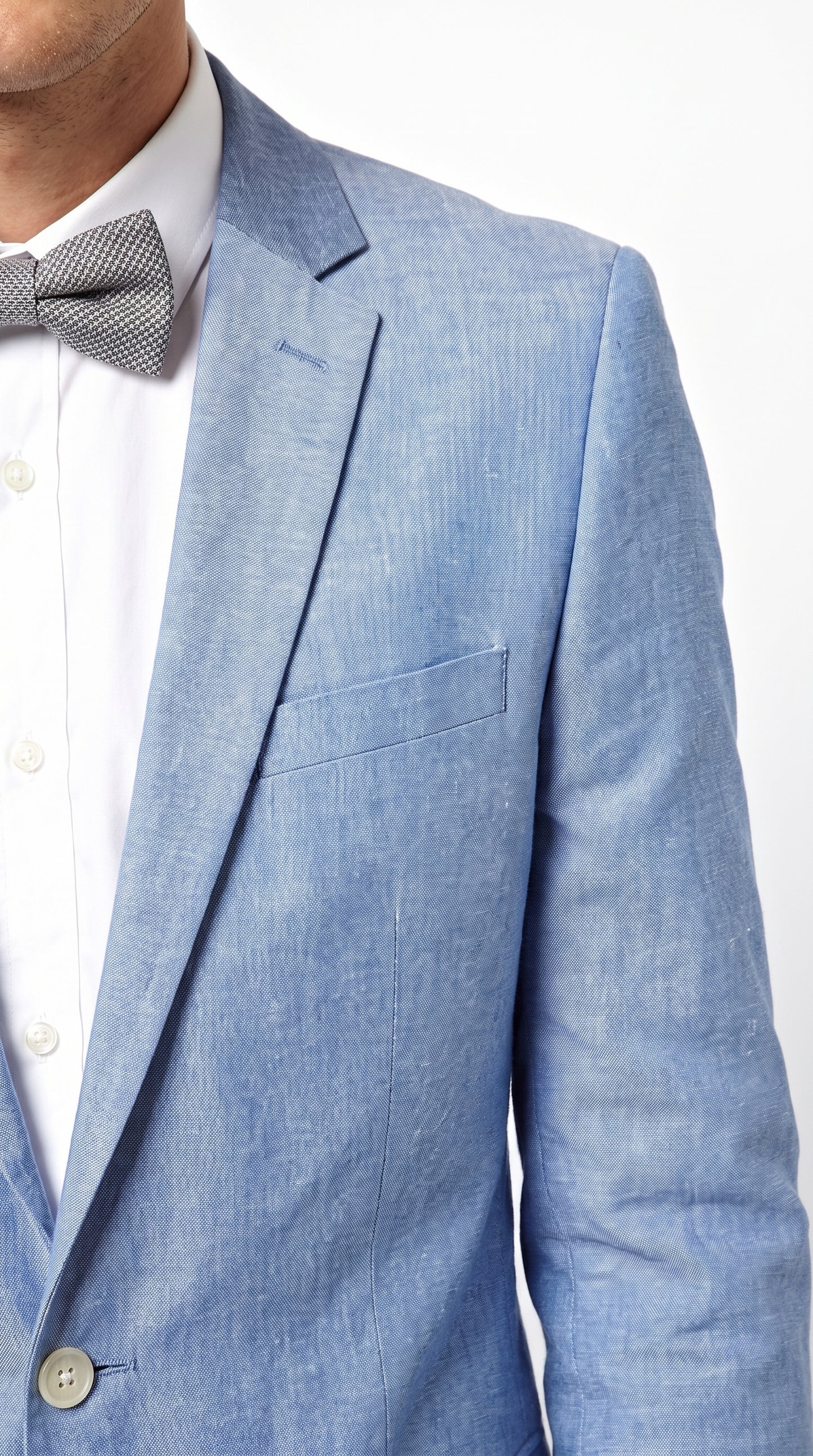 Men’s Light Blue Short Pants Suit Set, 2 Button Summer Wedding Prom Outfit