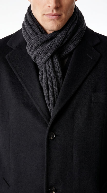 Alberto Nardoni Men’s Black Full Length Cashmere Blend Overcoat, Loro Piana Fabric Winter Dress Topcoat