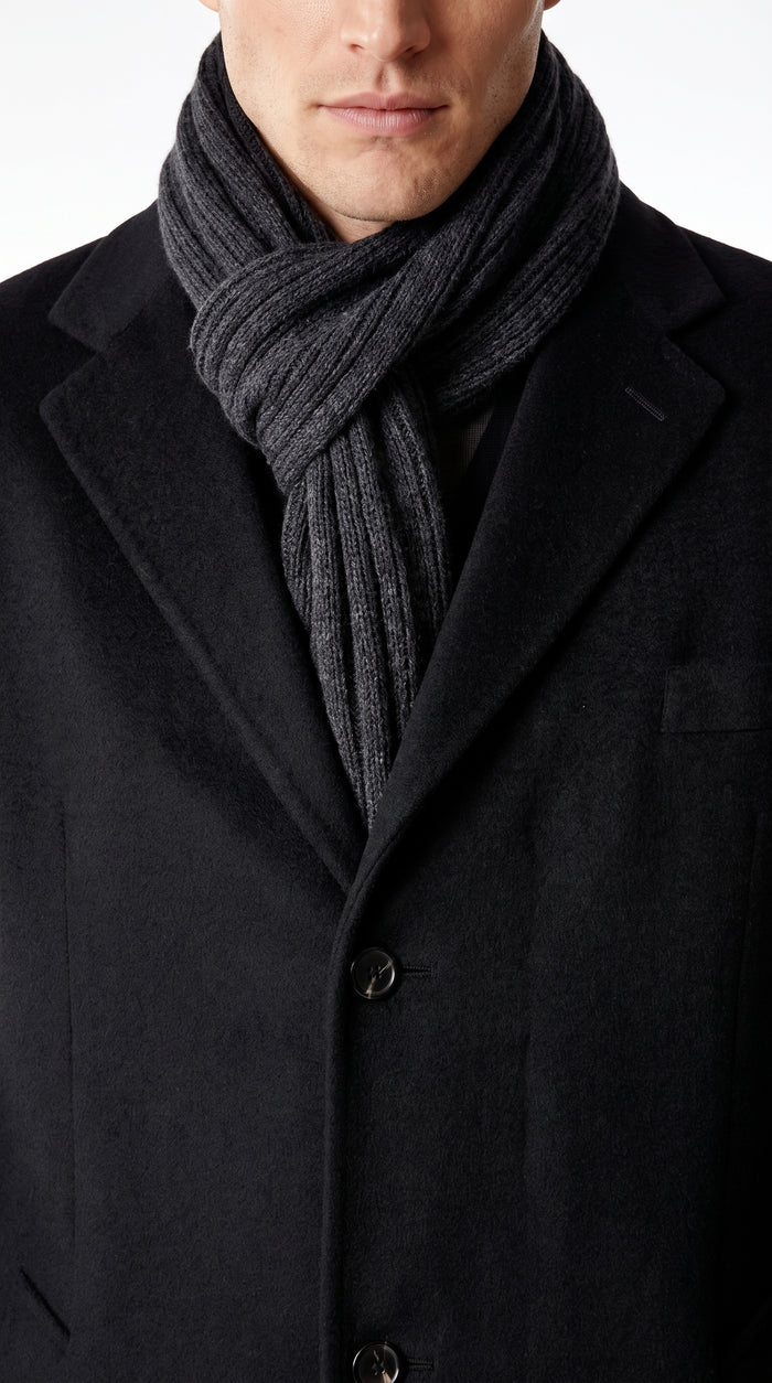 Alberto Nardoni Men’s Black Full Length Cashmere Blend Overcoat, Loro Piana Fabric Winter Dress Topcoat