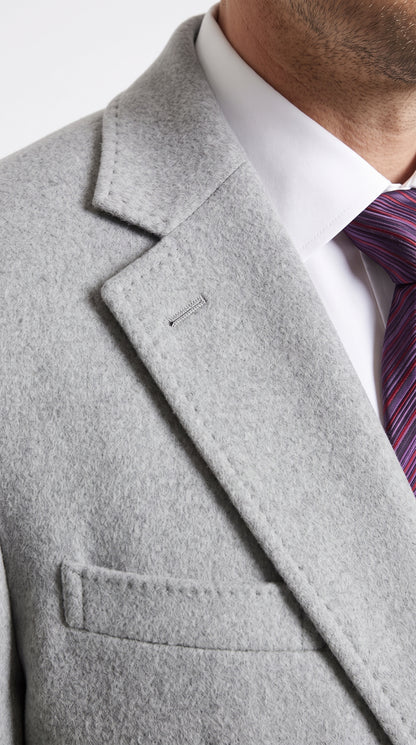 Men’s Gray Two Button Long Overcoat, Winter Dress Topcoat Formal Coat
