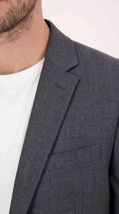 Men’s Charcoal Extra Slim Fit Blazer, Shorter Sleeve Shorter Jacket Formal Sport Coat