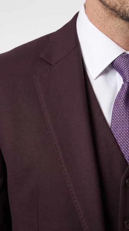 Statement Men’s Plum Eggplant 2 Button Modern Fit Suit, Italian Style Wool Formal Wedding Business Suit