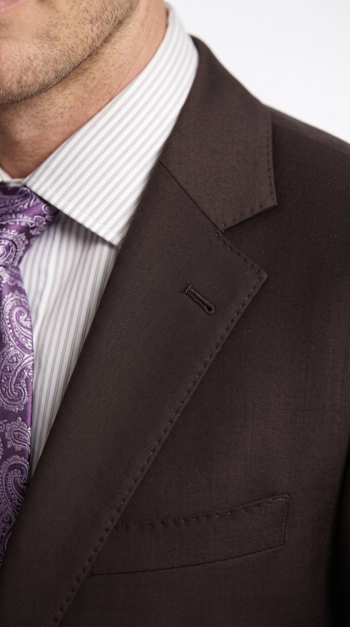 Men’s Brown Super 150s 2 Piece Suit, Classic 2 Button Formal Wedding Business Suit