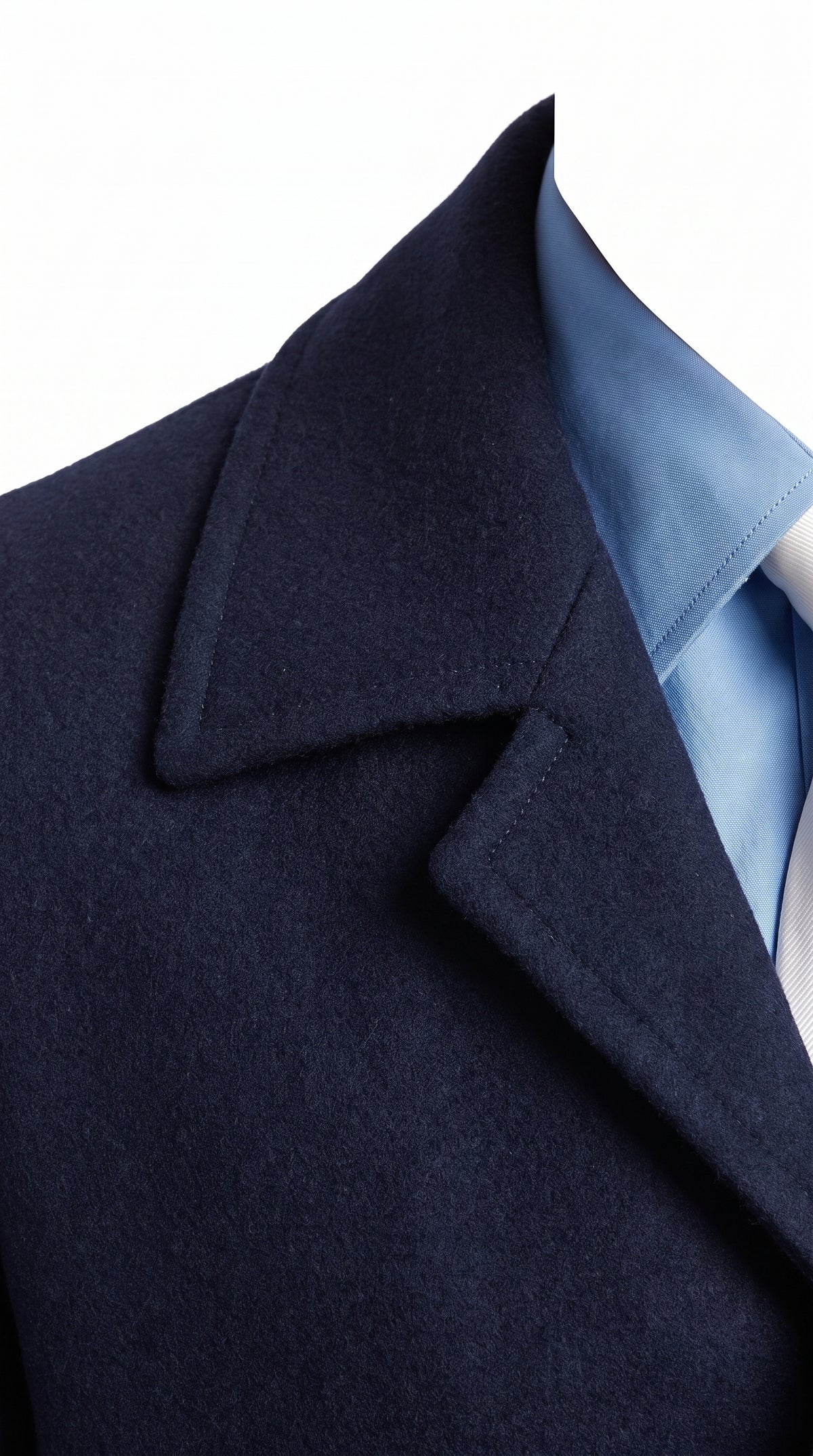 Men's Navy Blue Full Length Belted Overcoat – Classic Long Winter Dress Coat with Waist Belt