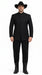 Men’s Apollo King Black 2 Piece Nehru Style Suit with Mandarin Collar, Formal Banded Collar Suit