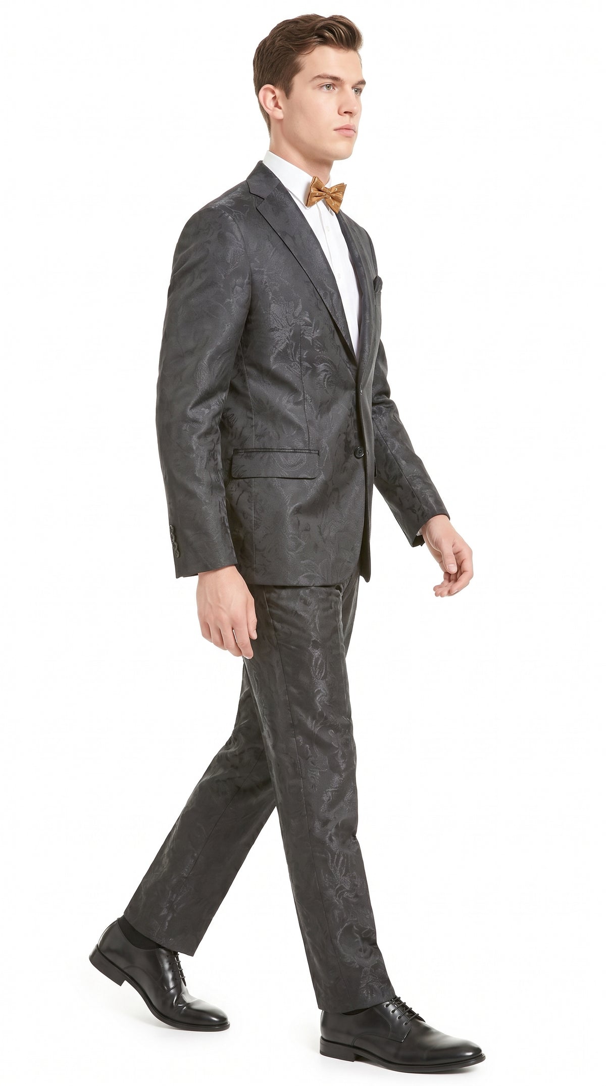 Men’s Black Paisley Floral Suit – 2-Piece Wedding & Prom Formal Suit