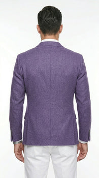 Men’s Purple Single Breasted Two Button Blazer, Classic Business Casual Wedding Sport Coat Jacket