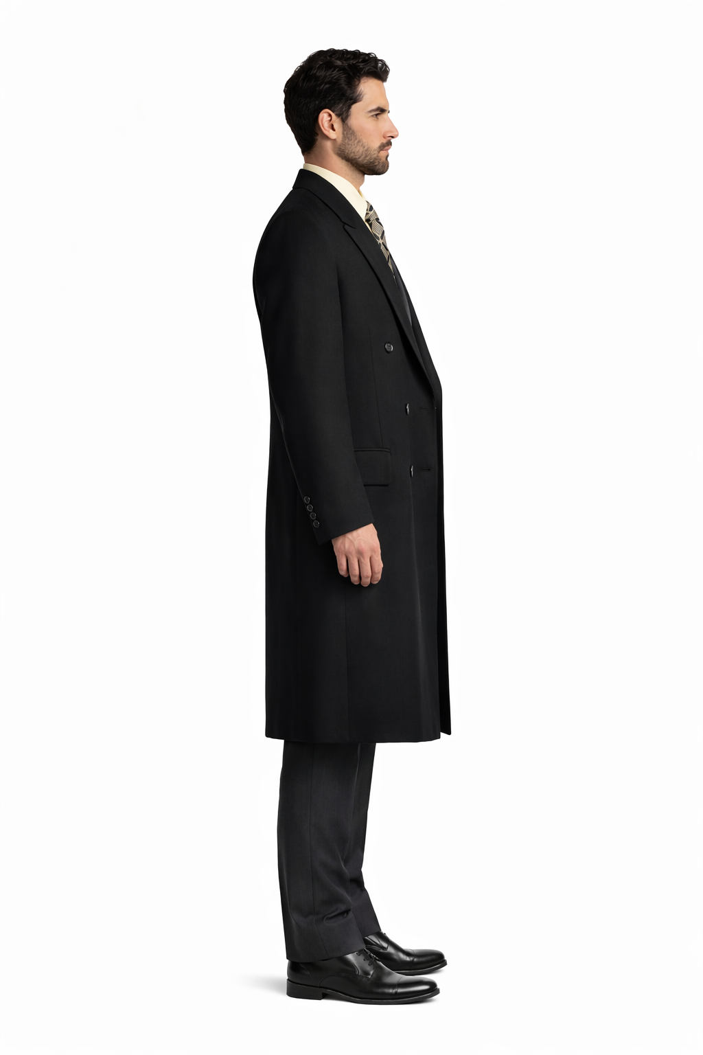 Man Bent Fully Lined Double Breasted 6 Buttons Mens Dress Coat Long Long Men Dress Topcoat - Winter coat ~ Mens Overcoat Designer Men's Mens Peacoat Sale - Image 4