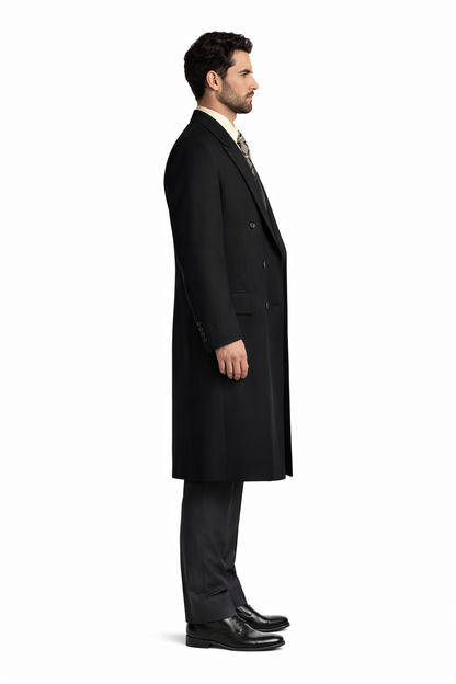 Man Bent Fully Lined Double Breasted 6 Buttons Mens Dress Coat Long Long Men Dress Topcoat - Winter coat ~ Mens Overcoat Designer Men's Mens Peacoat Sale - Image 4