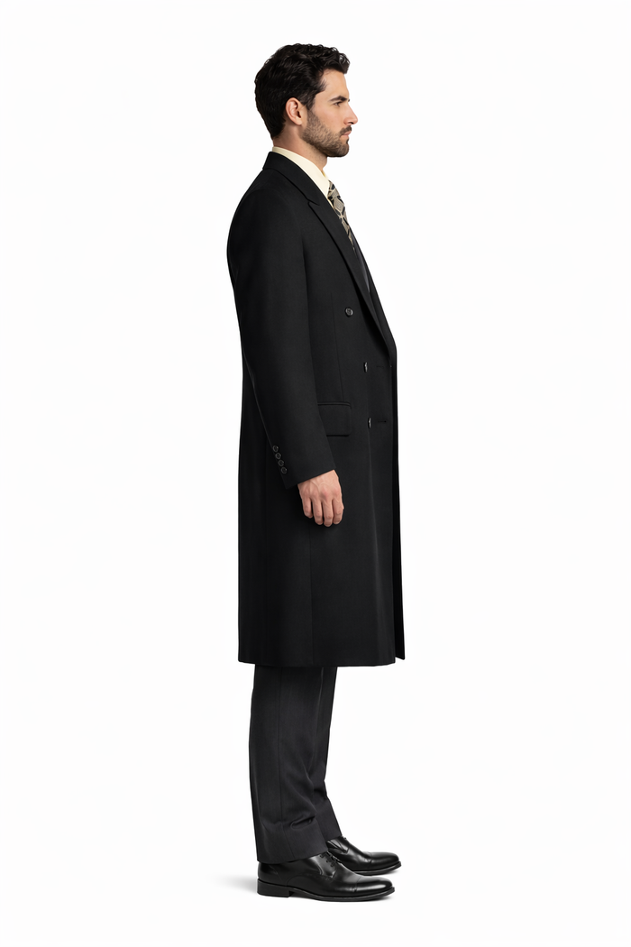 Man Bent Fully Lined Double Breasted 6 Buttons Mens Dress Coat Long Long Men Dress Topcoat - Winter coat ~ Mens Overcoat Designer Men's Mens Peacoat Sale - Image 4