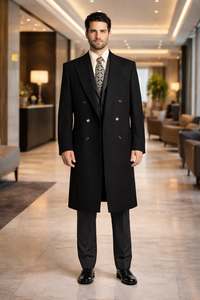 Man Bent Fully Lined Double Breasted 6 Buttons Mens Dress Coat Long Long Men Dress Topcoat - Winter coat ~ Mens Overcoat Designer Men's Mens Peacoat Sale
