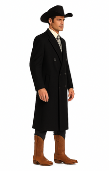 Man Bent Fully Lined Double Breasted 6 Buttons Mens Dress Coat Long Long Mens Dress Topcoat - Winter coats ~ Mens Overcoat Designer Men's Mens Peacoat Sale - Image 3