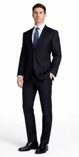 Mantoni Black, Gray, Navy Blue Stripe Two-button Wool Suit 3 Fabrics