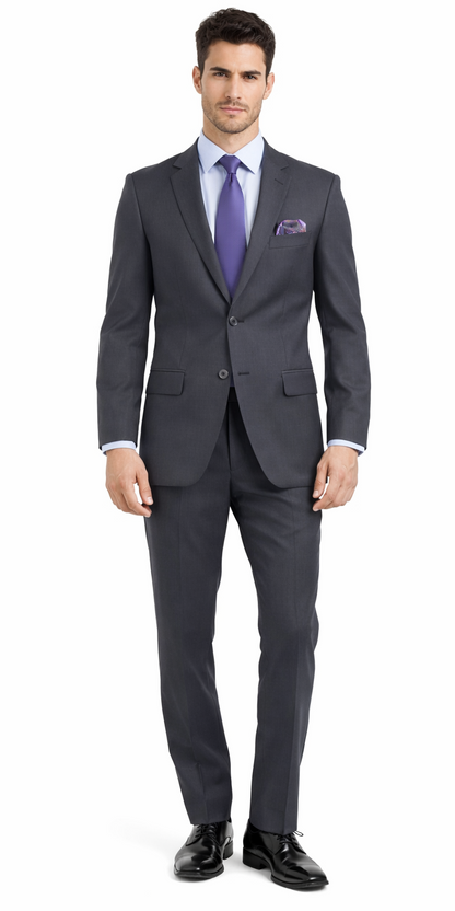 Mantoni Black, Gray, Navy Blue Stripe Two-button Wool Suit 3 Fabrics - Image 7