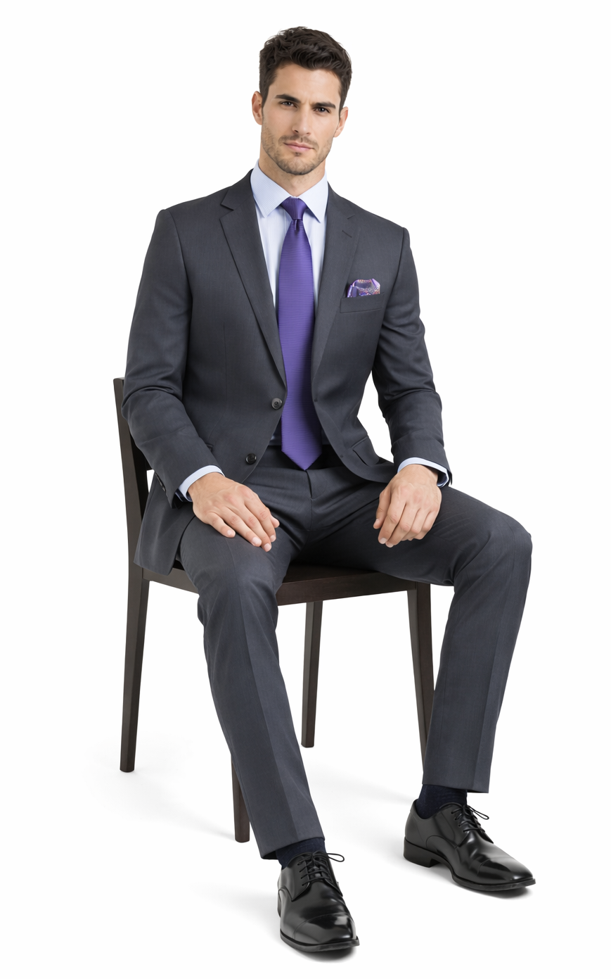 Mantoni Black, Gray, Navy Blue Stripe Two-button Wool Suit 3 Fabrics - Image 8