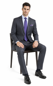 Mantoni Black, Gray, Navy Blue Stripe Two-button Wool Suit 3 Fabrics