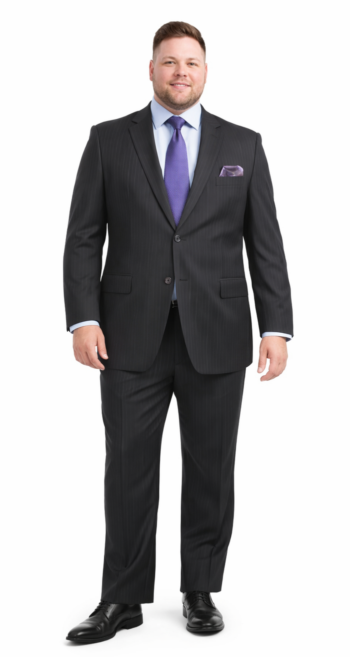 Mantoni Black, Gray, Navy Blue Stripe Two-button Wool Suit 3 Fabrics - Image 9