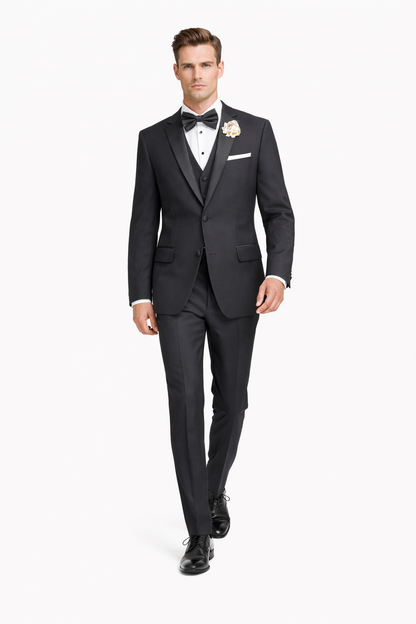 Mens Tiglio Black Tuxedo – Classic Formal Dinner Suit for Wedding, Prom and Black Tie Events
