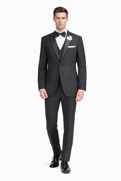 Mens Tiglio Black Tuxedo – Classic Formal Dinner Suit for Wedding, Prom and Black Tie Events