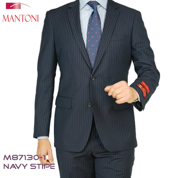 Mantoni Black, Gray, Navy Blue Stripe Two-button Wool Suit 3 Fabrics - Image 11