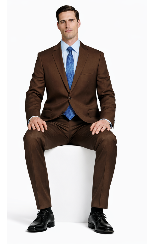 Mantoni Brown Two-Button Wool Suit - Image 4