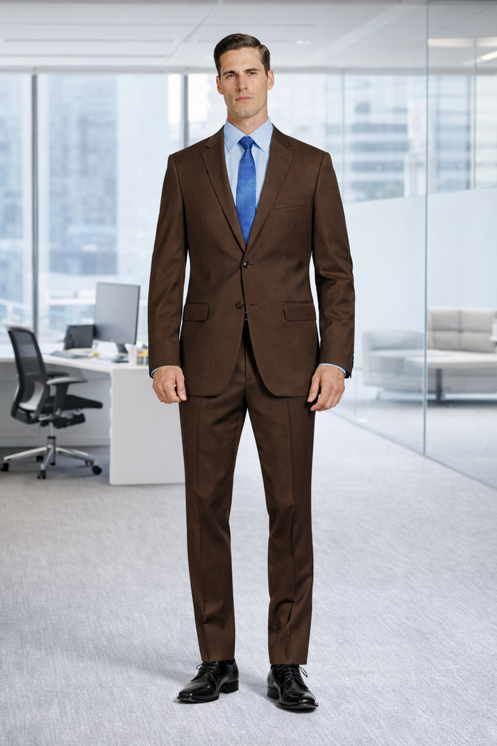 Mantoni Brown Two-Button Wool Suit - Image 5
