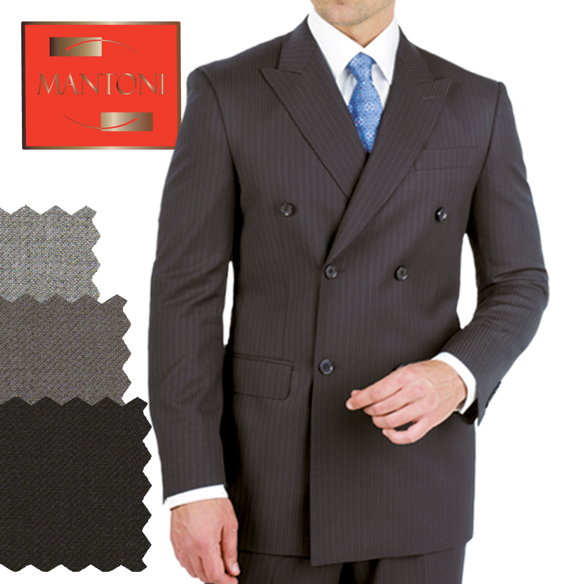 Mantoni Double-Breast Black, Grey, or Navy Wool Suit - Image 11