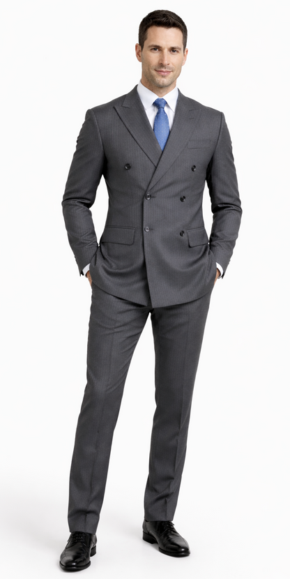 Mantoni Double-Breast Black, Grey, or Navy Wool Suit - Image 2