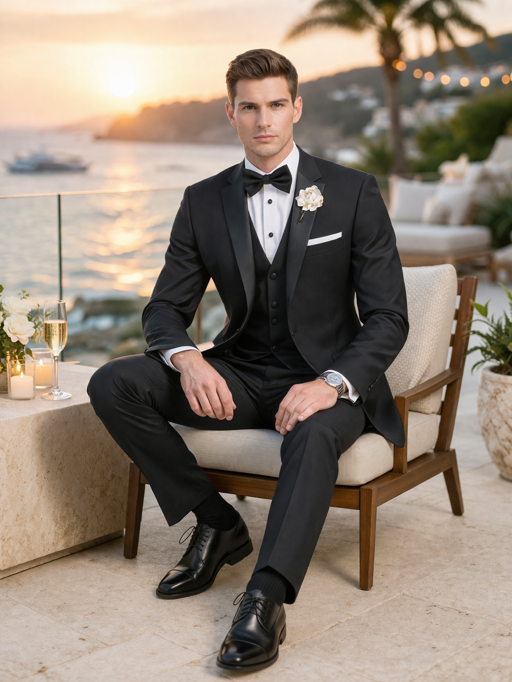 Mens Tiglio Black Tuxedo – Classic Formal Dinner Suit for Wedding, Prom and Black Tie Events