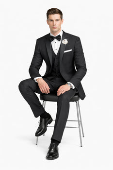 Mens Tiglio Black Tuxedo – Classic Formal Dinner Suit for Wedding, Prom and Black Tie Events