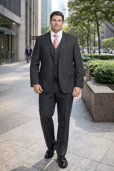 Mens Charcoal Mantoni Suit – Classic 3 Piece Dark Grey Suit for Business, Wedding and Formal Wear