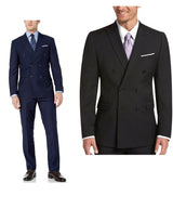 Tiglio Mens Solid Wool Suit – Double Breasted Classic Fit Business Attire
