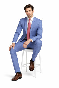 Mens Light Blue Suit Tiglio – Slim Fit Formal Suit for Summer and Weddings